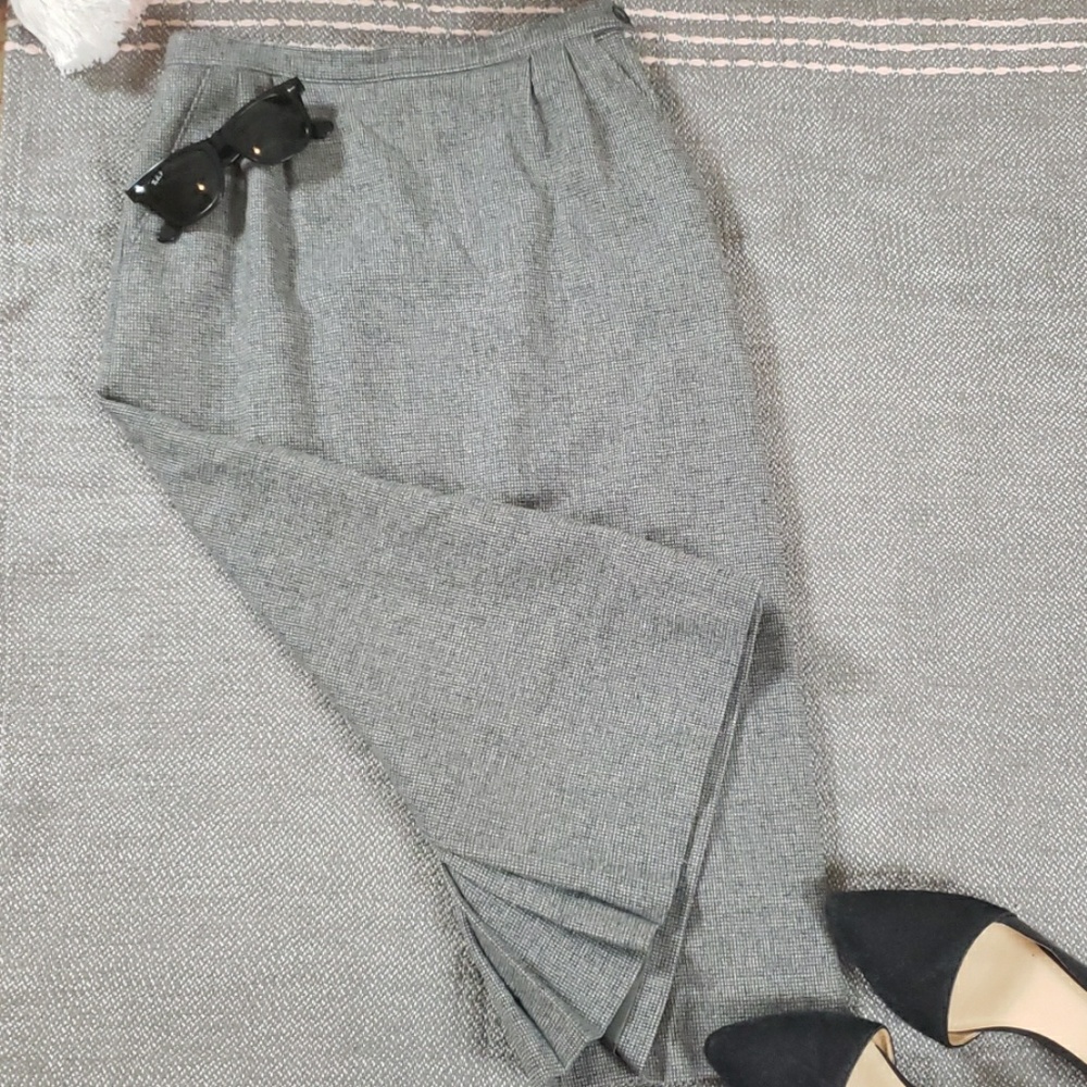 Pendleton Gray Wool Pleated Pencil Skirt- vintage